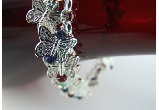 Multi Precious Gemstone Butterfly Bracelet